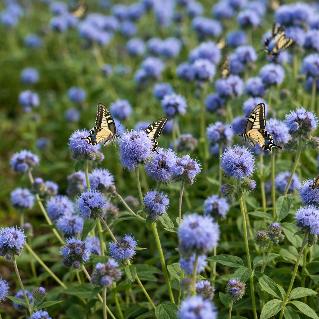 Blue Mist Flower with fuzzy blue flower clusters