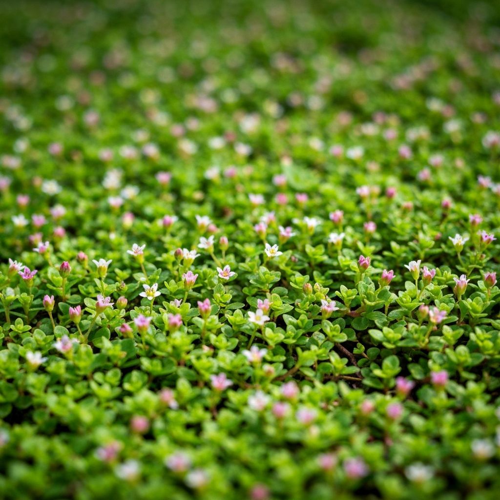 Frog Fruit groundcover with tiny white and pink flowers