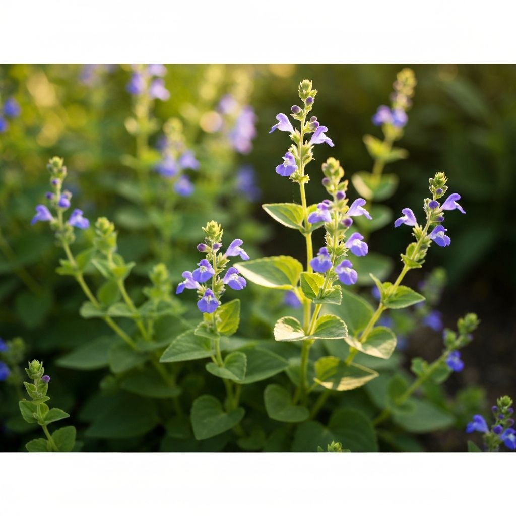 Heartleaf Skullcap with small blue-violet flowers