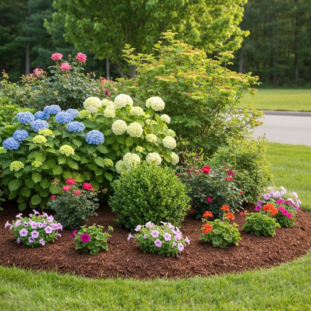 Fresh mulch and garden bed transformation