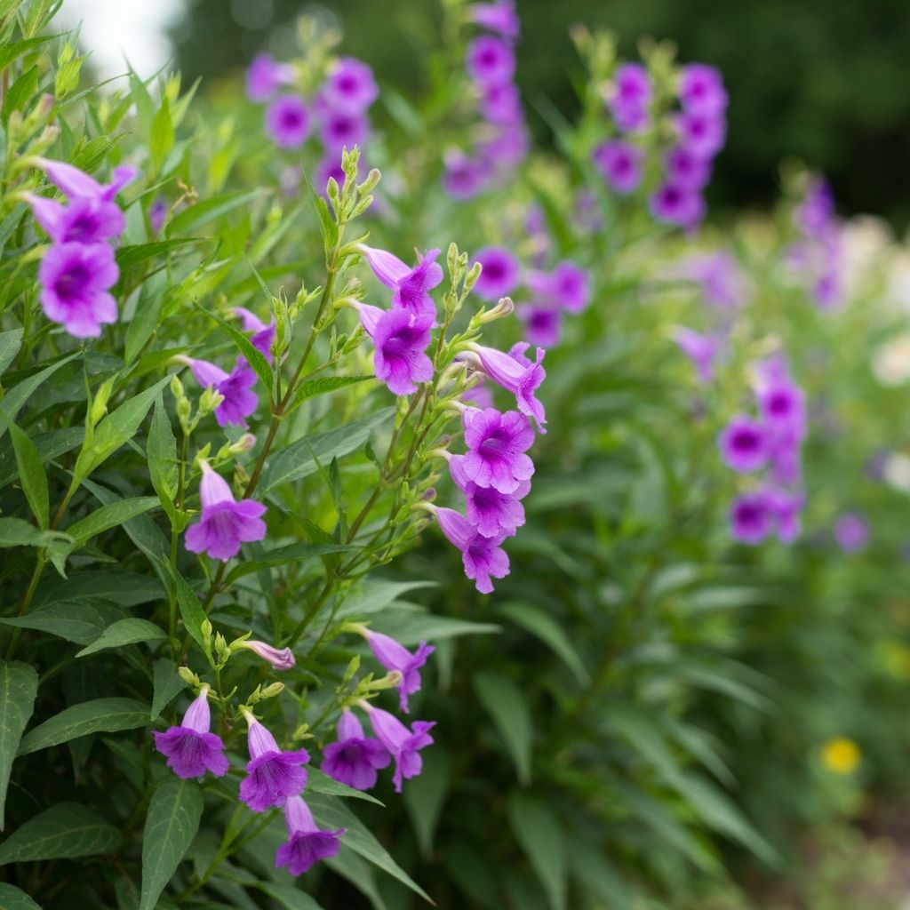 Mexican Petunia with purple trumpet-shaped flowers