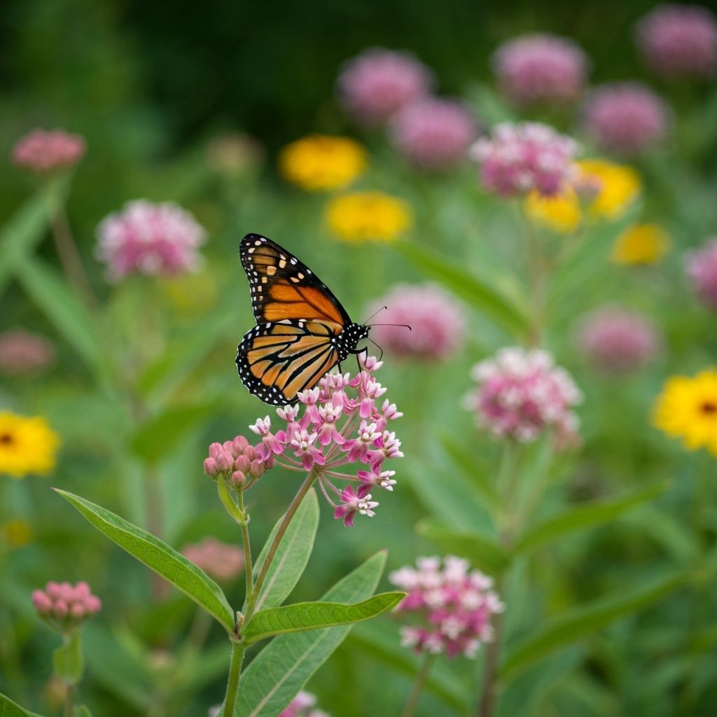 Monarch butterfly on milkweed