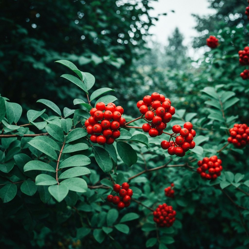 Pigeon Berry with clusters of bright red berries