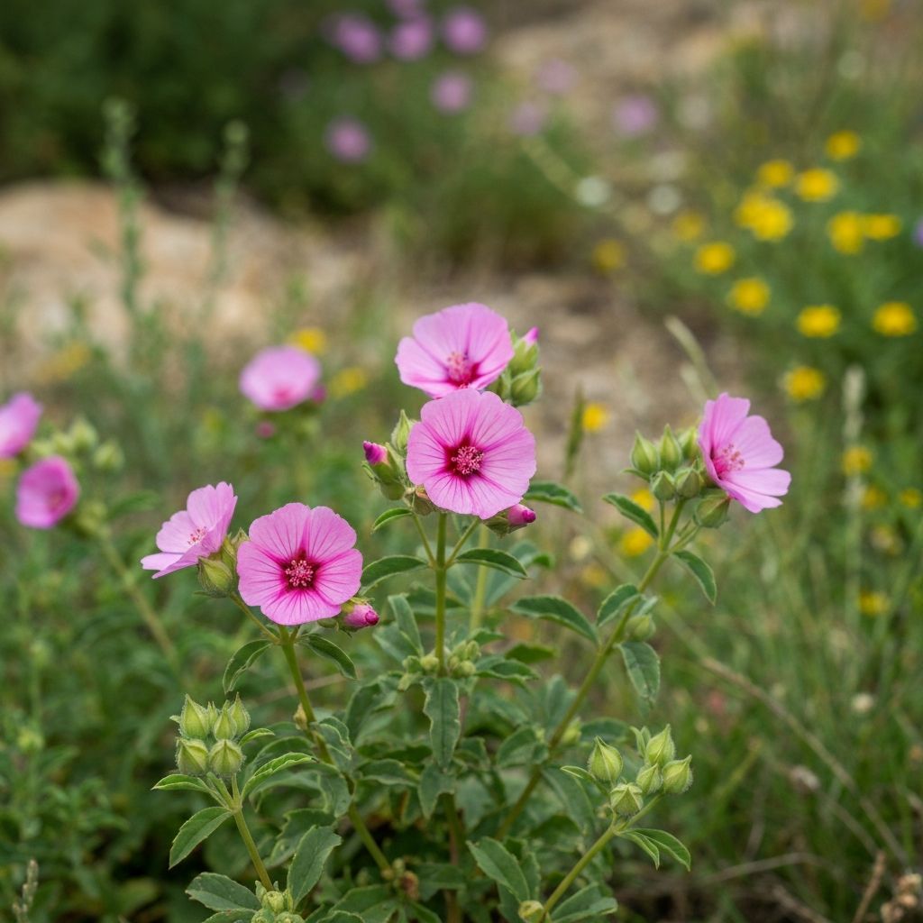 Rock Rose with delicate pink hibiscus-like flowers